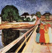 Edvard Munch Four girls on a bridge oil